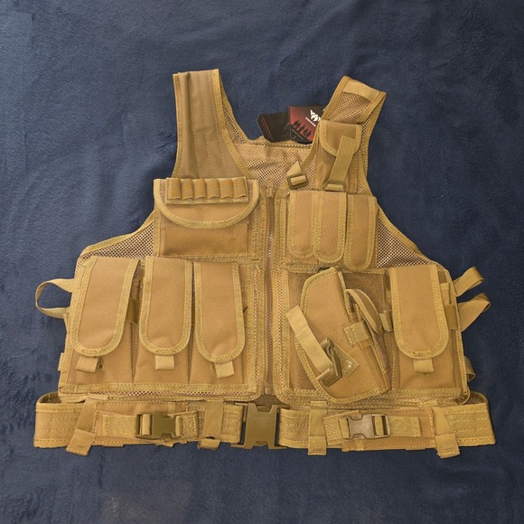 Yakeda Other - Yakeda Tactical Vest Tan Coyote Brown Molle Military Airsoft Paintball Gear NEW